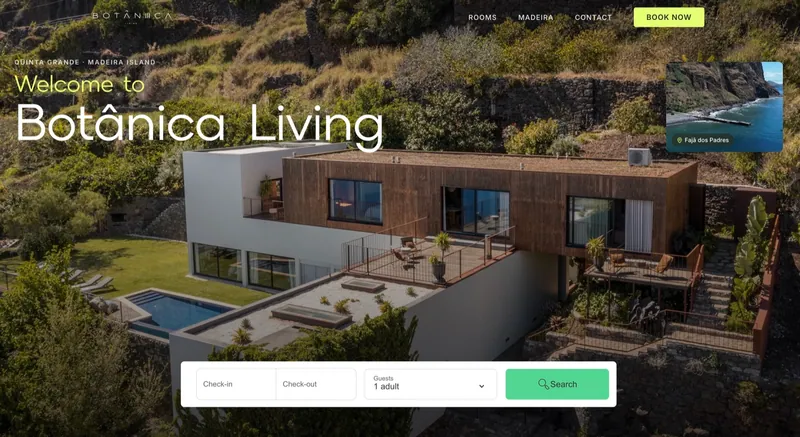 Página inicial do website da Botânica Living