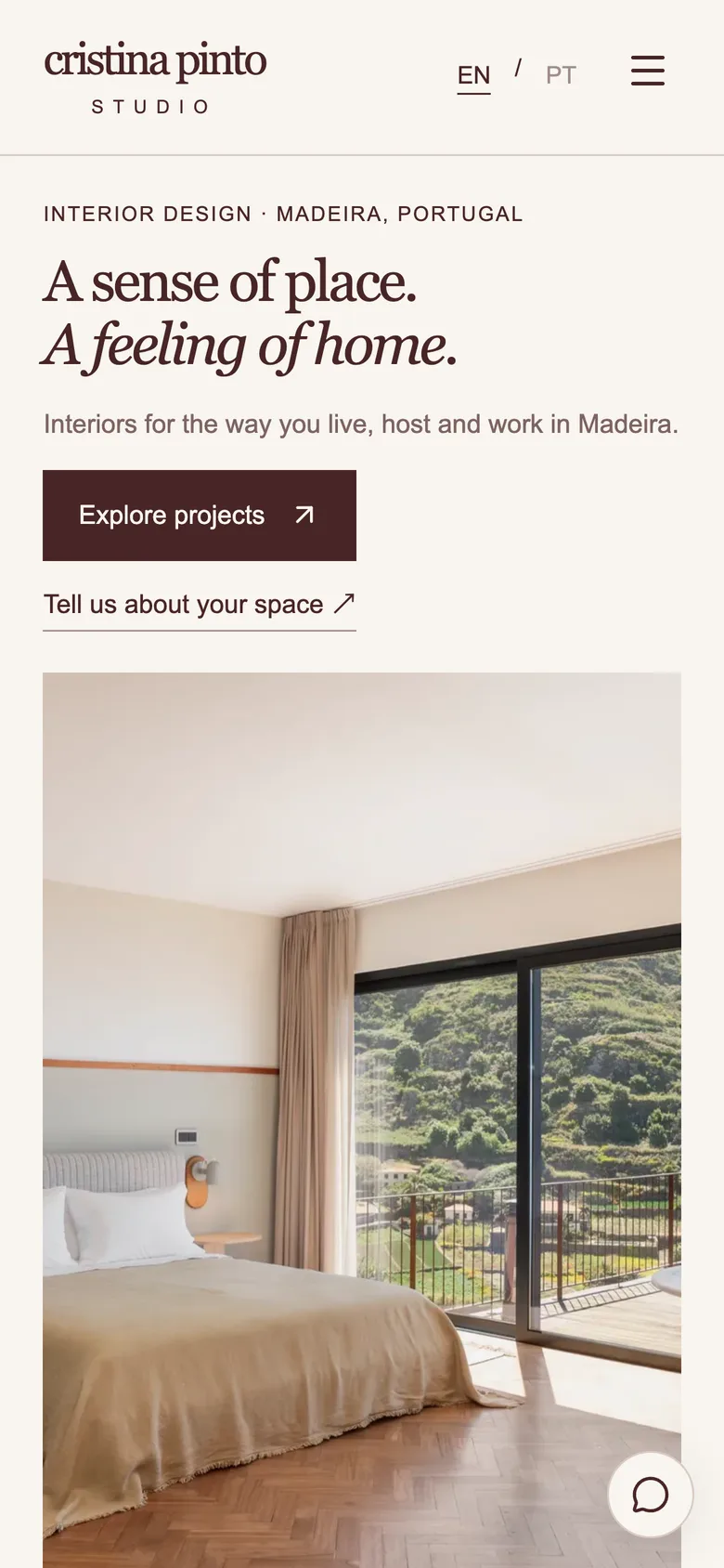 The homepage on a phone
